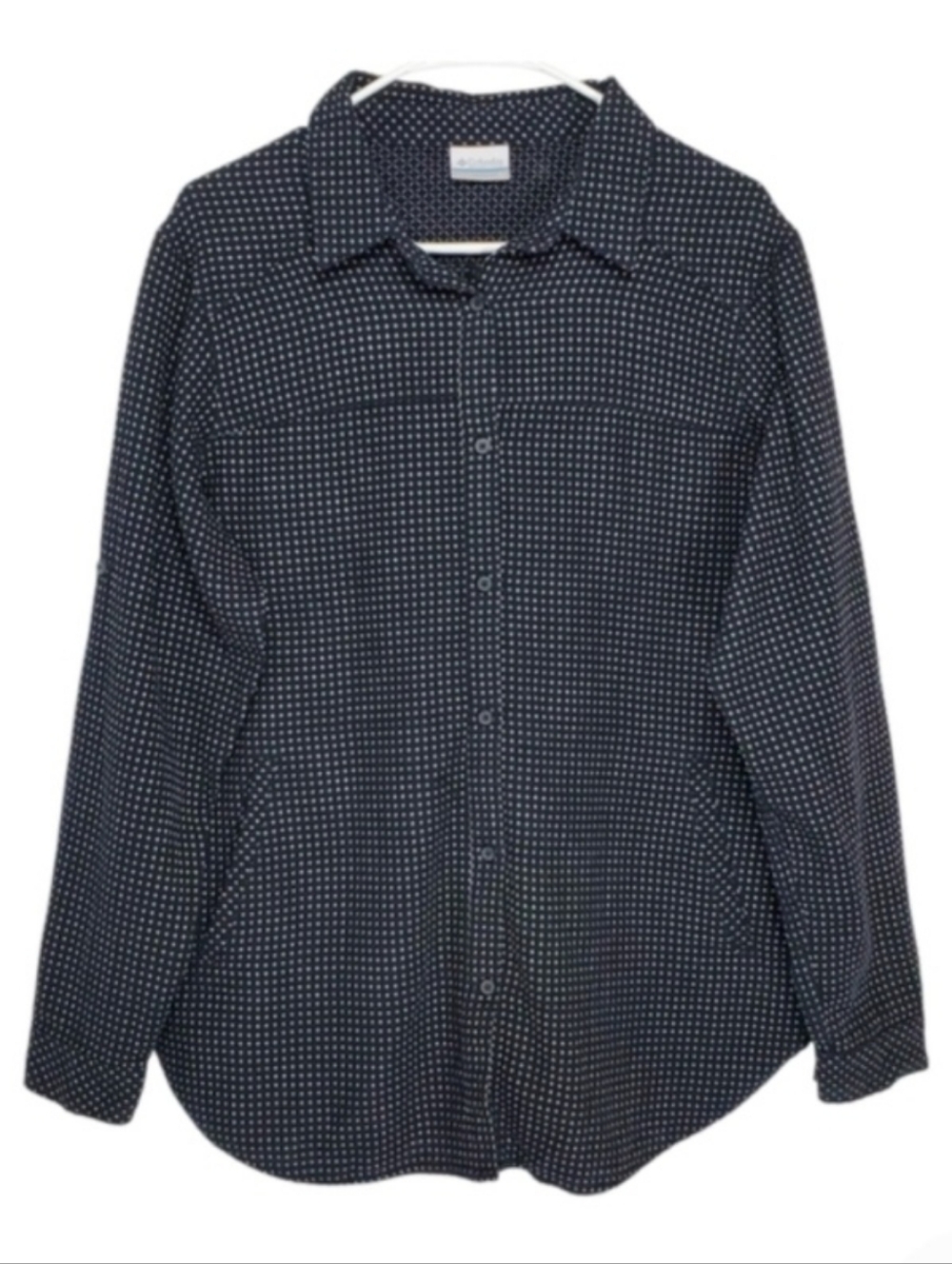 7099 * Columbia Times Two Long Sleeve Tunic Navy Blue White Size XL